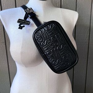 Steve  Madden Black Monogram Funny Bag Belt NWT Size Large